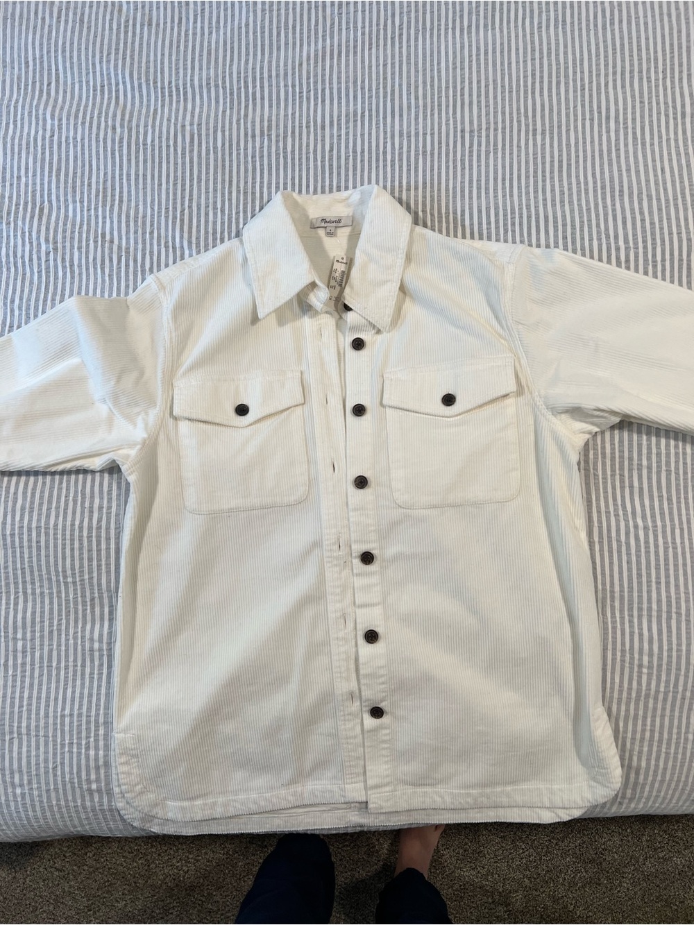 Madewell Cream Corduroy Button-Front Shirt Jacket